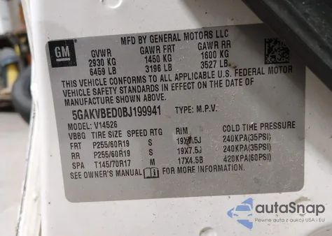 2011 Buick Enclave 1Xl z USA, uszkodzony, nr VIN 5GAKVBED0BJ199941